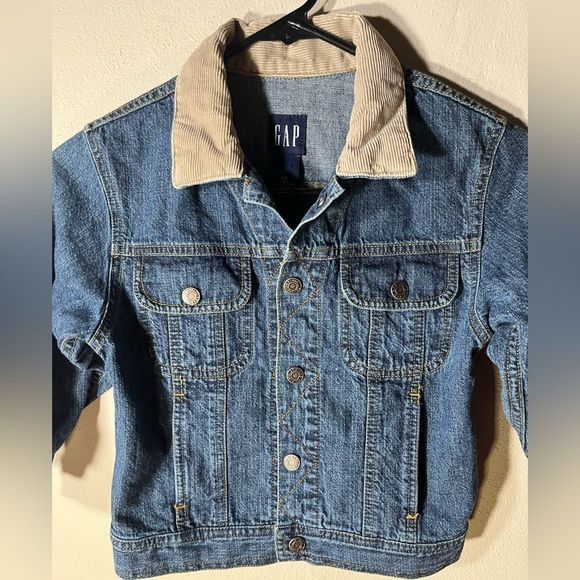 Jacket Gap Sz XS Blue Denim Jacket w Corduroy Collar Snap closure - Picture 1 of 4